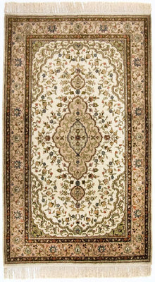 Alfombra de seda - Seda china - 152 x 91 cm - beige