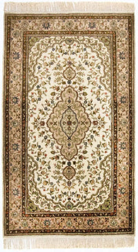 Alfombra de seda - Seda china - 152 x 91 cm - beige