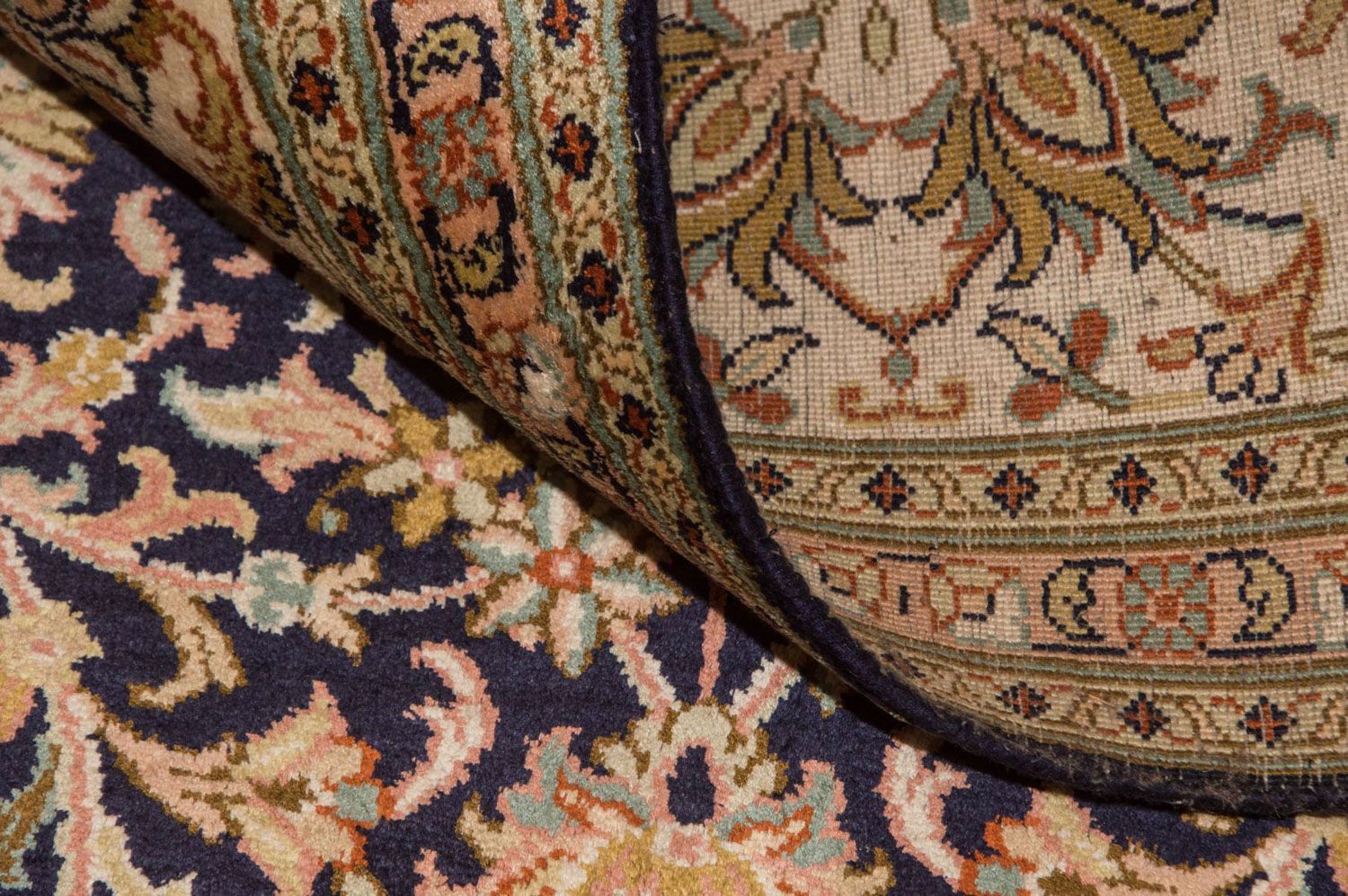 Alfombra de seda - Seda de Cachemira - 285 x 183 cm - azul oscuro
