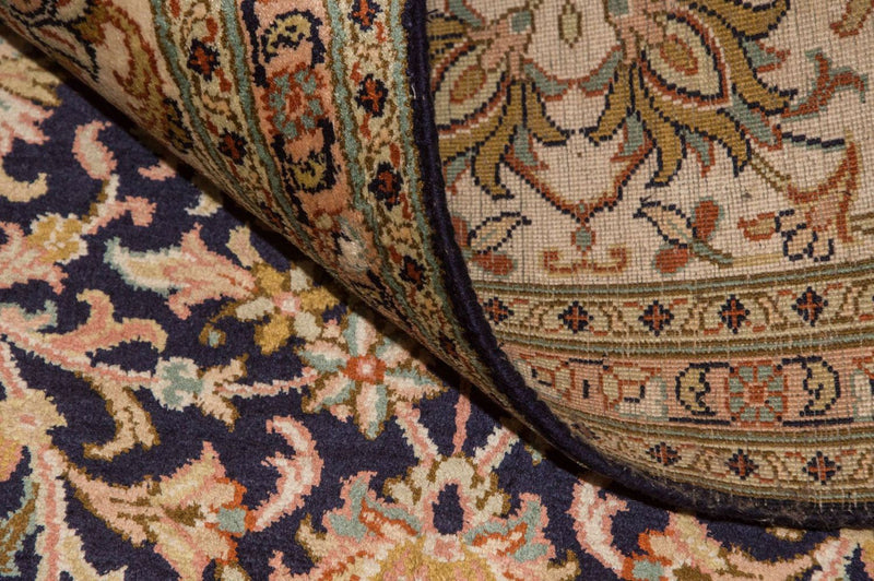 Alfombra de seda - Seda de Cachemira - 285 x 183 cm - azul oscuro