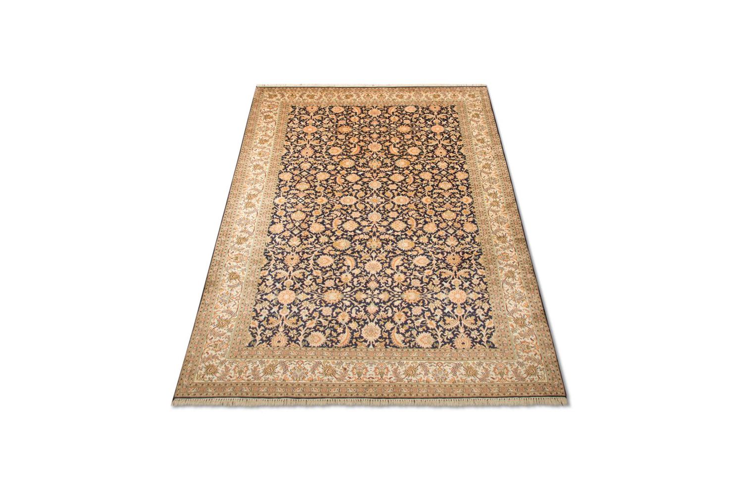 Alfombra de seda - Seda de Cachemira - 285 x 183 cm - azul oscuro