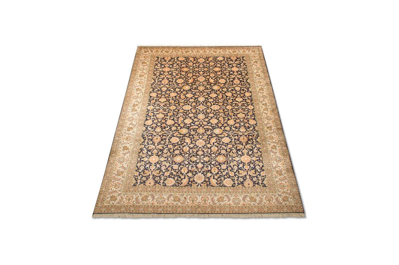 Alfombra de seda - Seda de Cachemira - 285 x 183 cm - azul oscuro