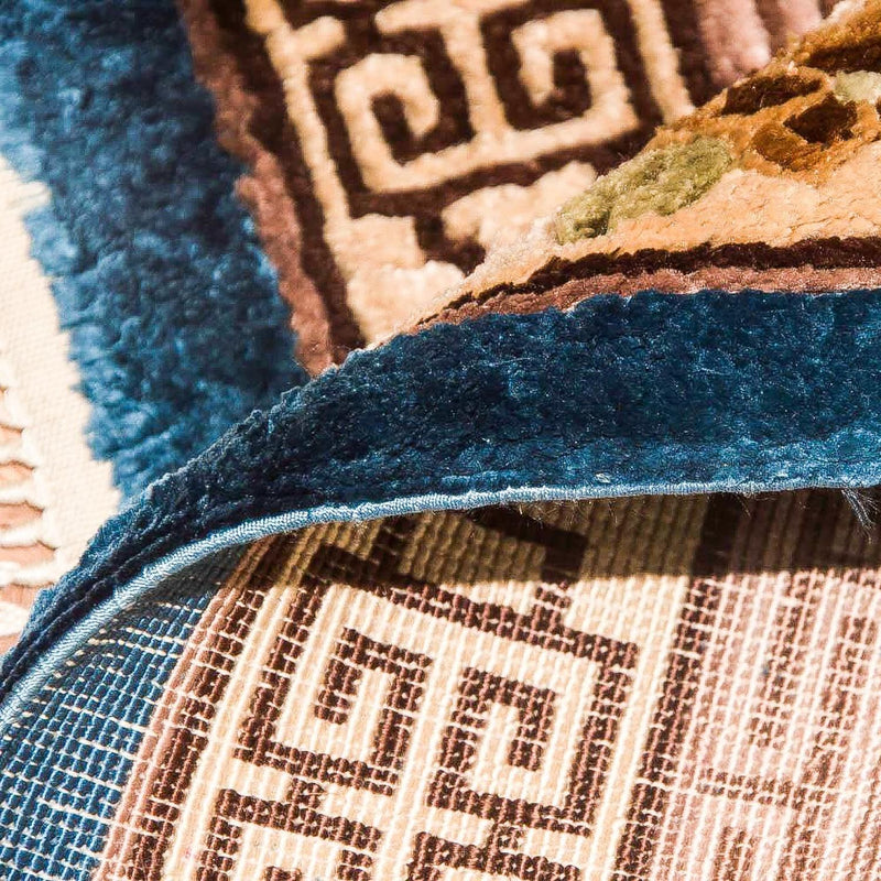 Alfombra de seda - Seda china - 122 x 69 cm - azul oscuro