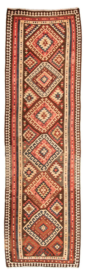Alfombra de pasillo Alfombra Kelim - Antigua - 402 x 135 cm - multicolor
