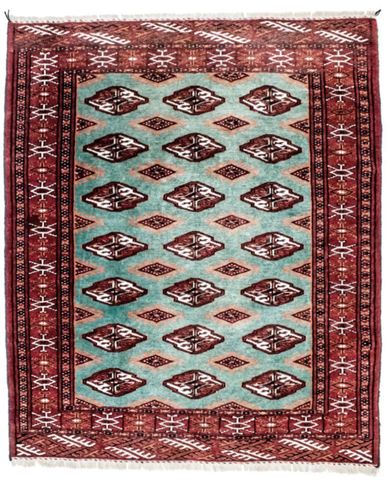Alfombra Turkaman - 124 x 100 cm - turquesa