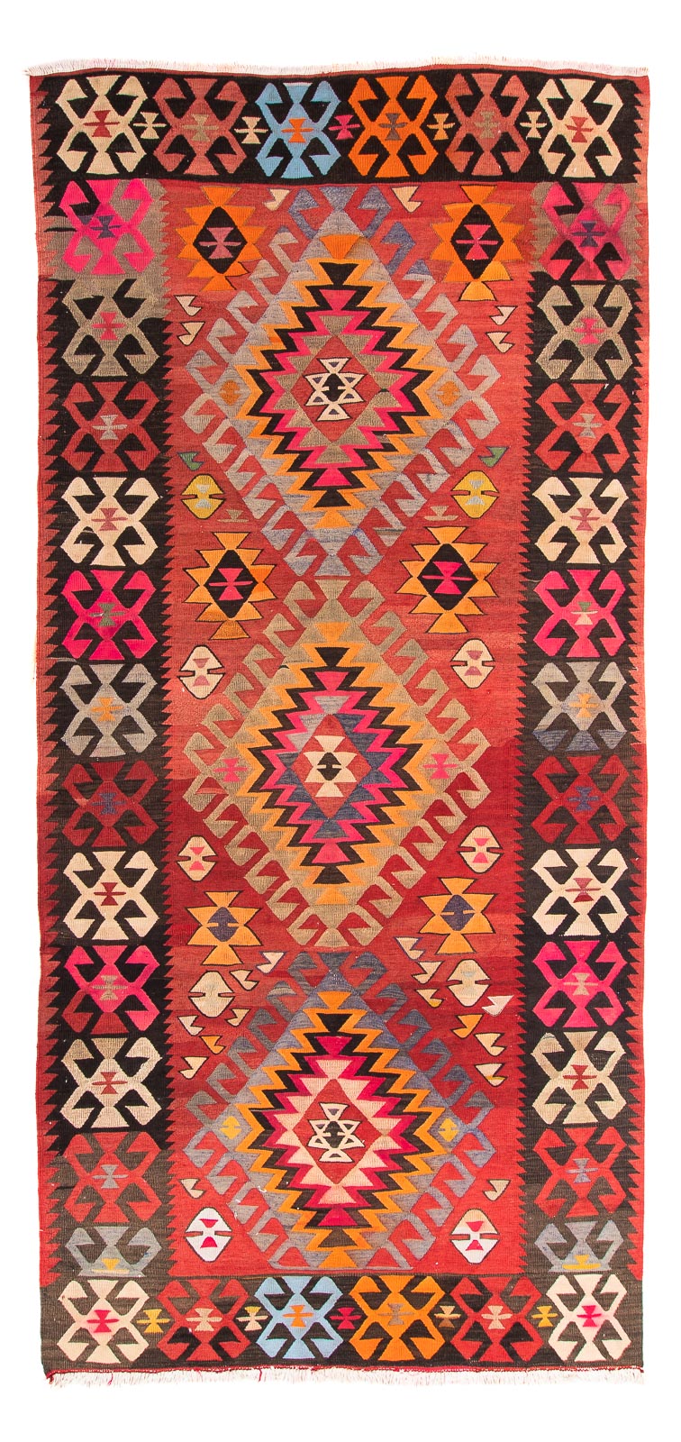 Alfombra de pasillo Alfombra Kelim - Antigua - 350 x 150 cm - multicolor