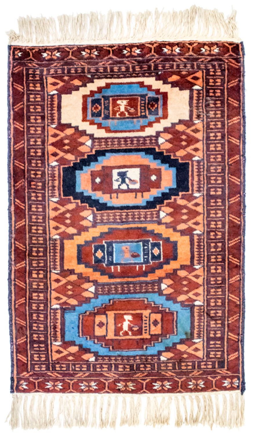 Alfombra afgana - 69 x 46 cm - óxido
