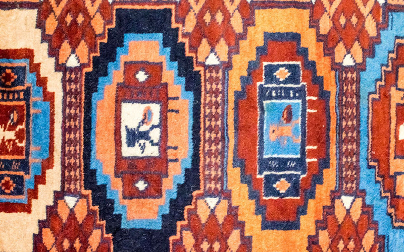 Alfombra afgana - 69 x 46 cm - óxido