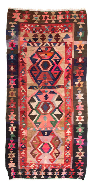 Alfombra de pasillo Alfombra Kelim - Antigua - 300 x 150 cm - multicolor