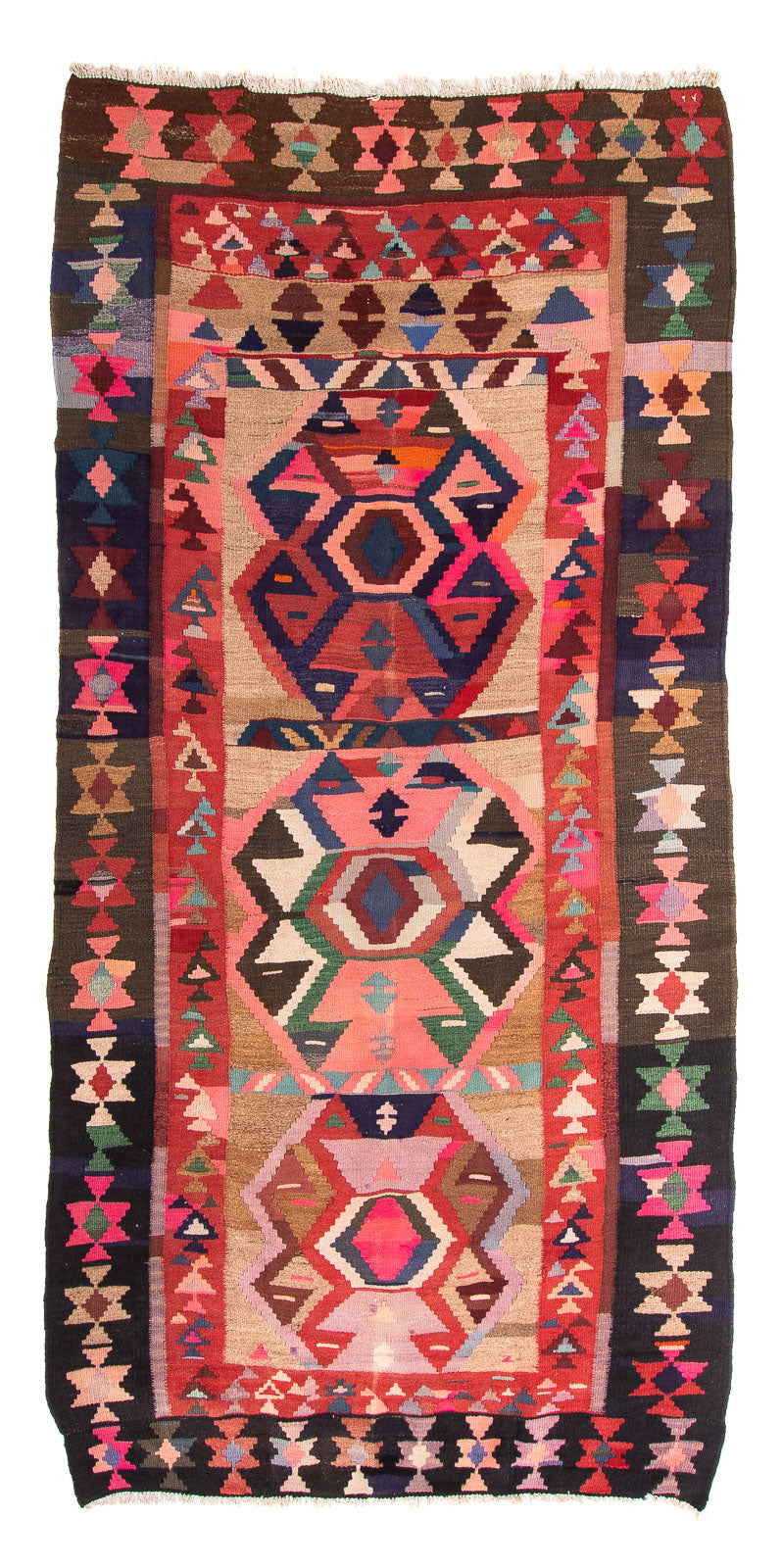 Alfombra de pasillo Alfombra Kelim - Antigua - 300 x 150 cm - multicolor