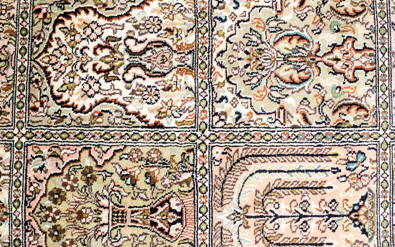 Alfombra de seda - Seda de Cachemira - 124 x 65 cm - multicolor