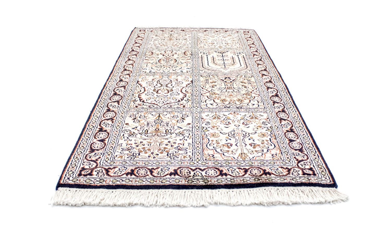 Alfombra de seda - Seda de Cachemira - 124 x 65 cm - multicolor
