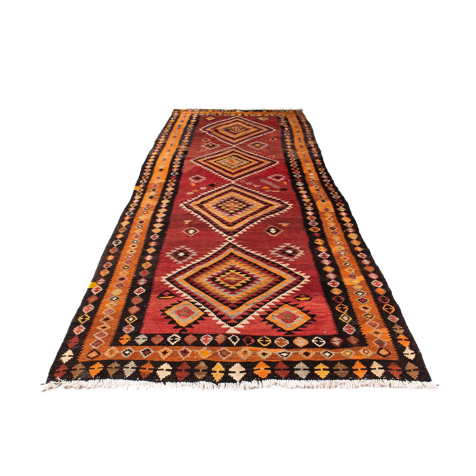 Alfombra de pasillo Alfombra Kelim - Antigua - 320 x 125 cm - multicolor