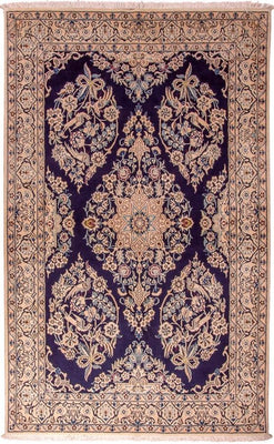 Alfombra Persa - Nain - Real - 204 x 130 cm - azul oscuro