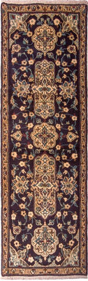 Alfombra de pasillo Alfombra Persa - Nain - Real - 202 x 59 cm - azul oscuro