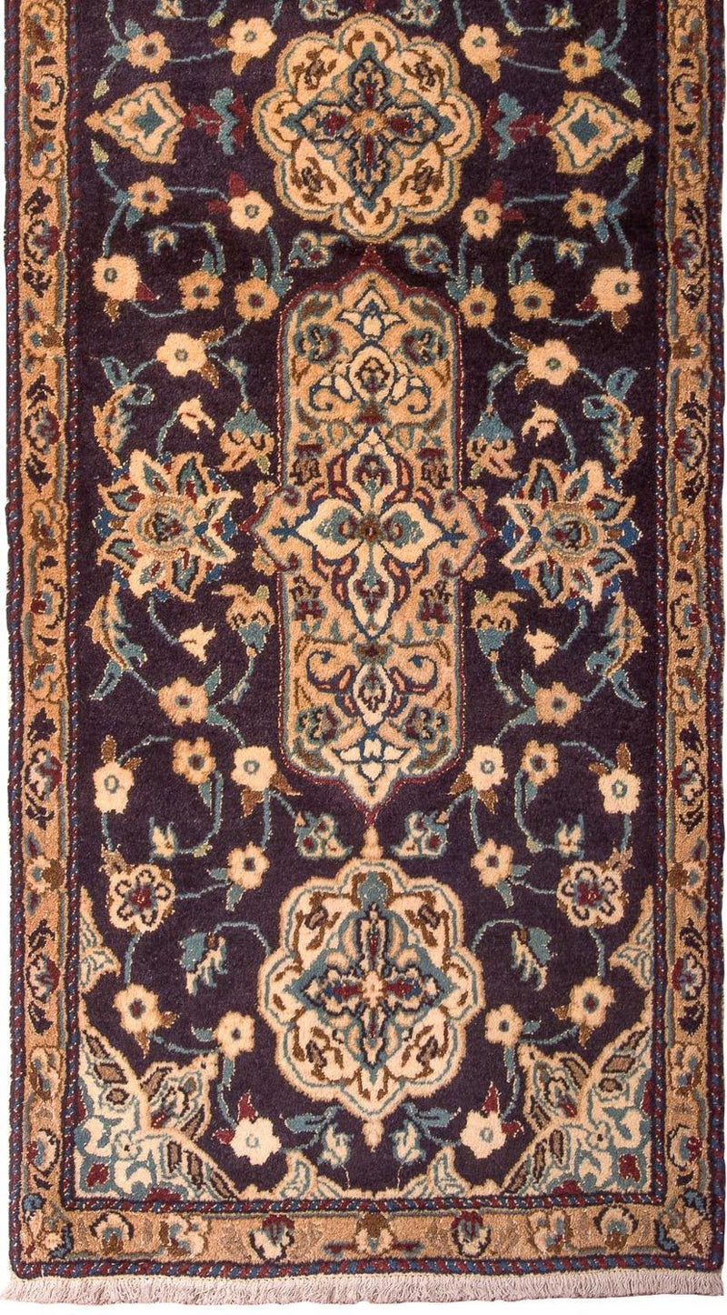Alfombra de pasillo Alfombra Persa - Nain - Real - 202 x 59 cm - azul oscuro