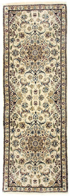Alfombra de pasillo Alfombra Persa - Nain - Real - 254 x 88 cm - beige