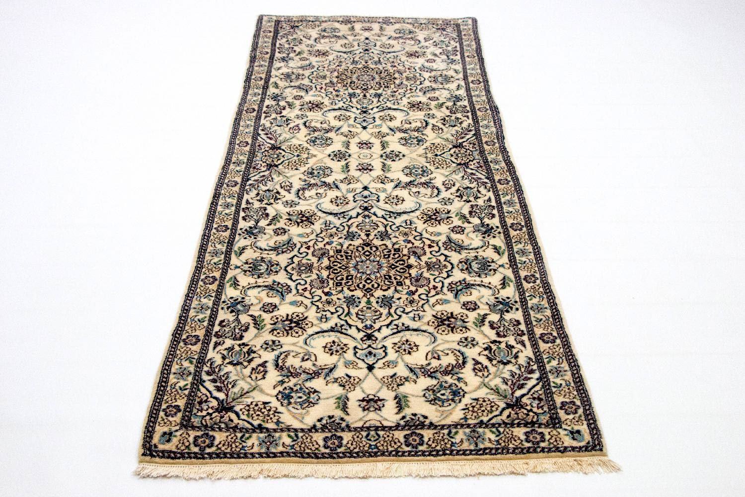 Alfombra de pasillo Alfombra Persa - Nain - Real - 254 x 88 cm - beige