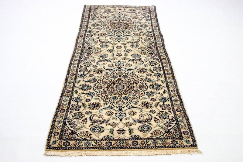 Alfombra de pasillo Alfombra Persa - Nain - Real - 254 x 88 cm - beige