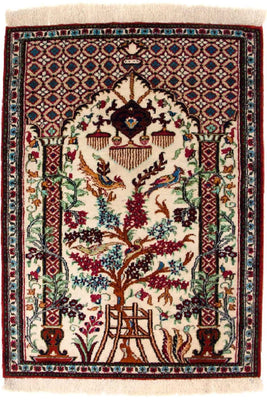 Alfombra de seda - Ghom Seda - Prima - 77 x 57 cm - beige