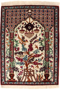 Alfombra de seda - Ghom Seda - Prima - 77 x 57 cm - beige