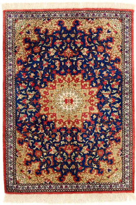 Alfombra de seda - Ghom Seda - Prima - 75 x 56 cm - azul
