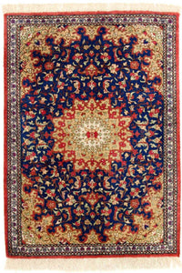 Alfombra de seda - Ghom Seda - Prima - 75 x 56 cm - azul