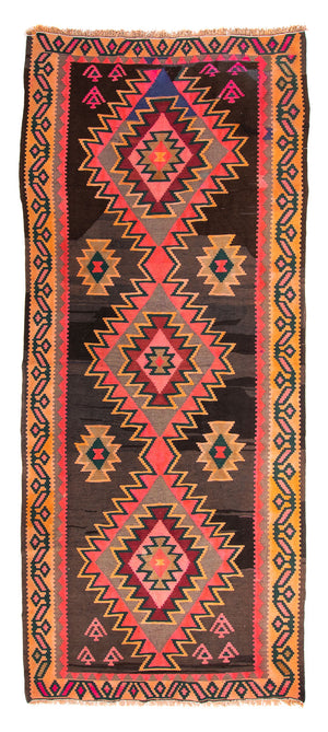 Alfombra de pasillo Alfombra Kelim - Antigua - 335 x 150 cm - multicolor