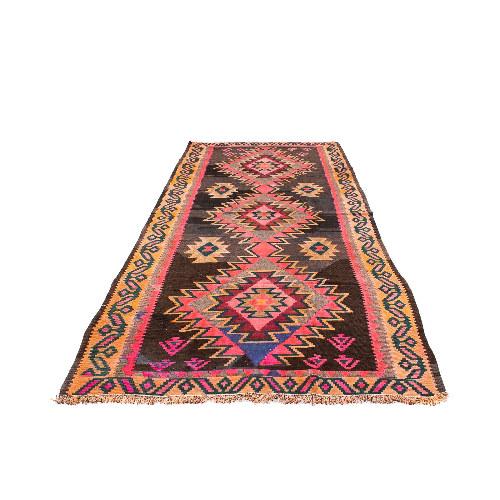 Alfombra de pasillo Alfombra Kelim - Antigua - 335 x 150 cm - multicolor