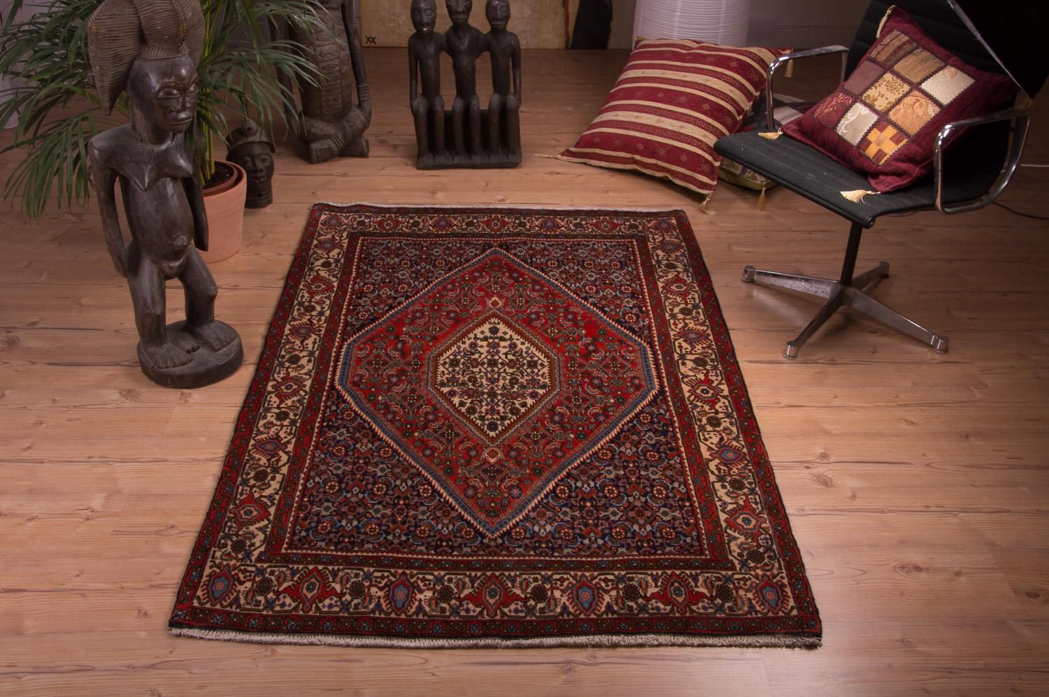 Alfombra persa - Bidjar - 181 x 120 cm - rojo