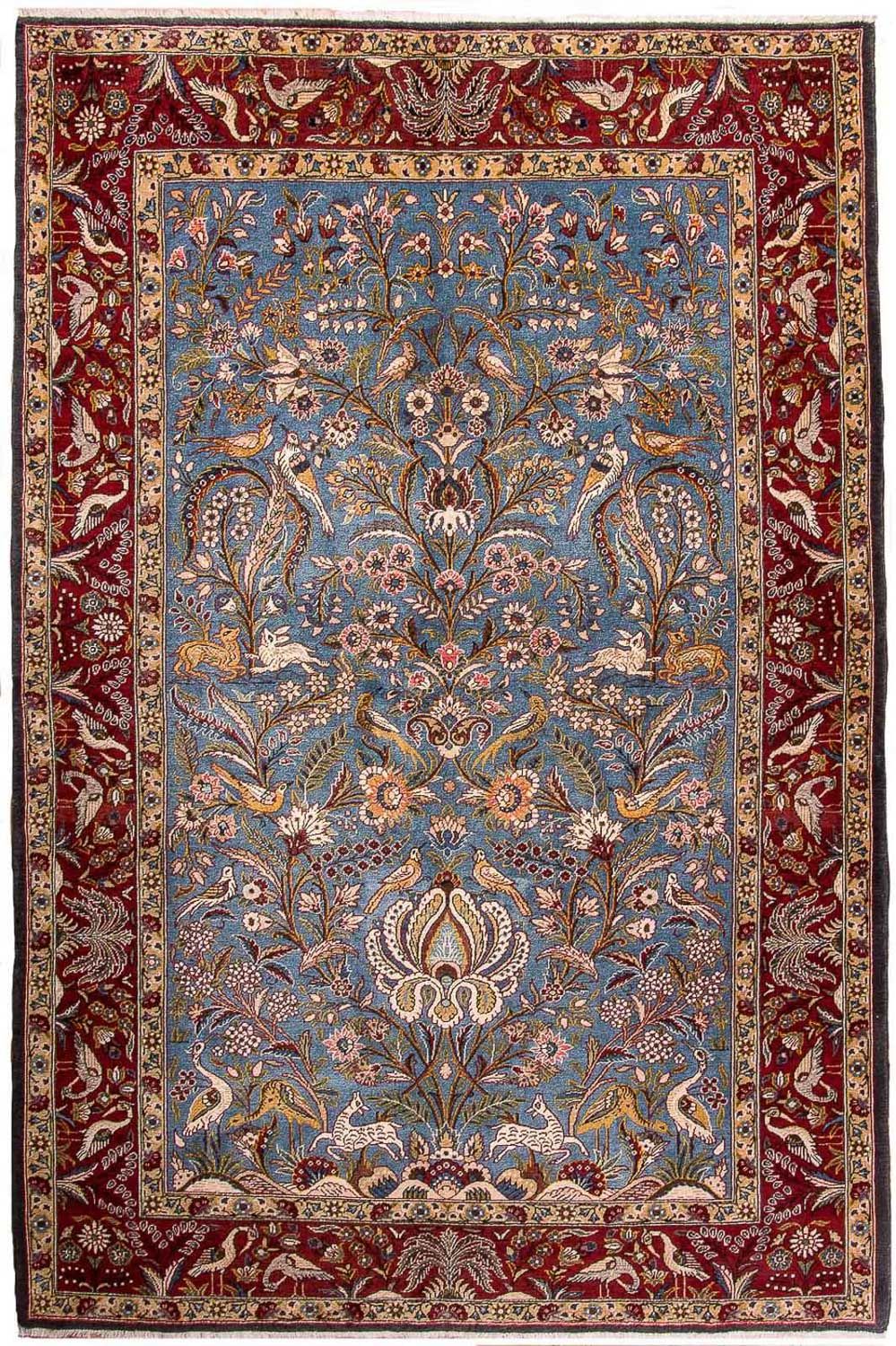 Alfombra persa - Ghom - 207 x 137 cm - azul claro