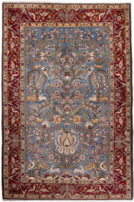 Alfombra persa - Ghom - 207 x 137 cm - azul claro