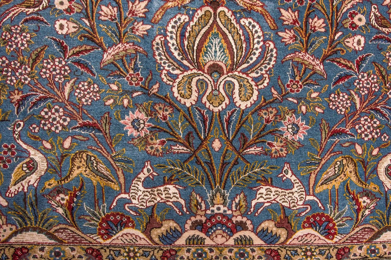 Alfombra persa - Ghom - 207 x 137 cm - azul claro