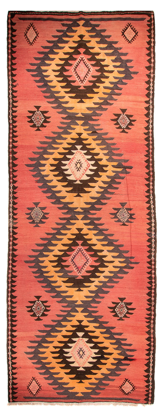 Alfombra de pasillo Alfombra Kelim - Antigua - 410 x 160 cm - óxido