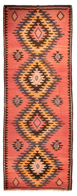 Alfombra de pasillo Alfombra Kelim - Antigua - 410 x 160 cm - óxido