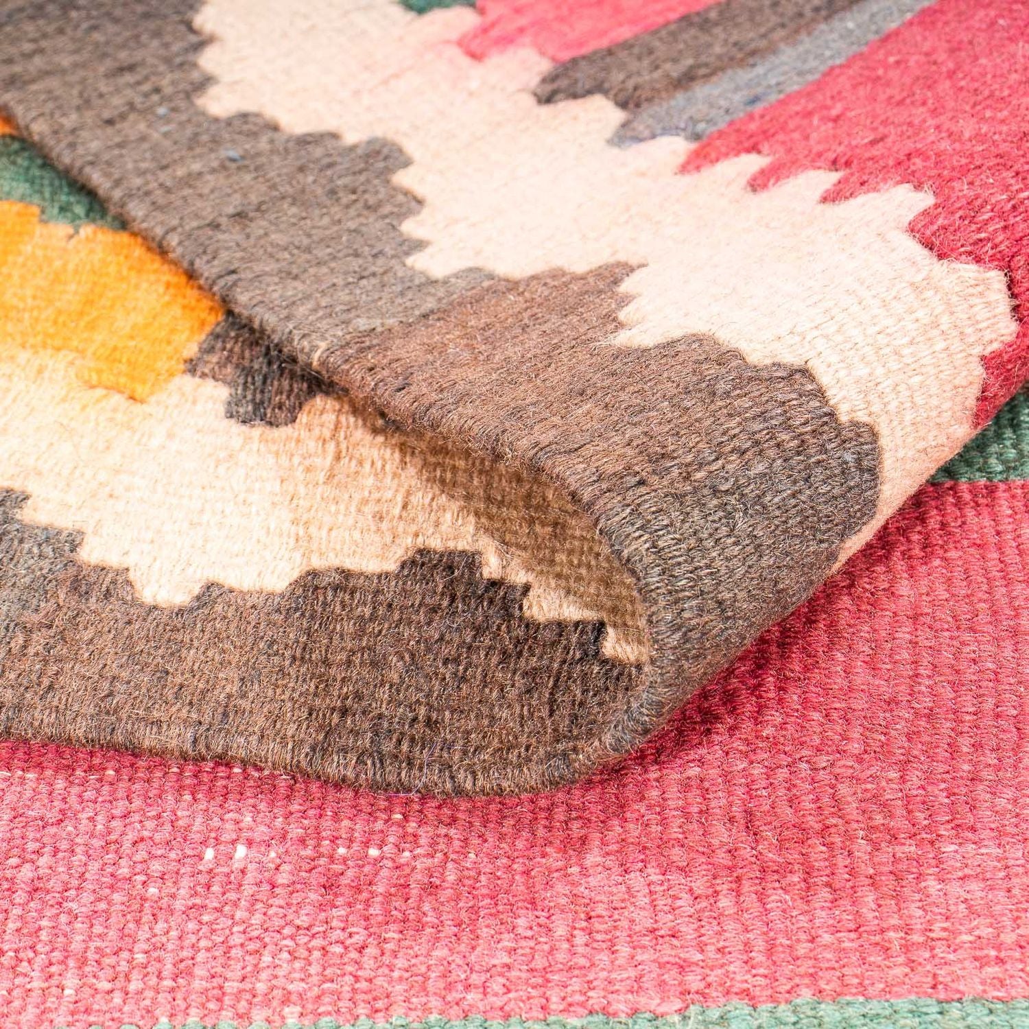Alfombra de pasillo Alfombra Kelim - Antigua - 400 x 142 cm - multicolor