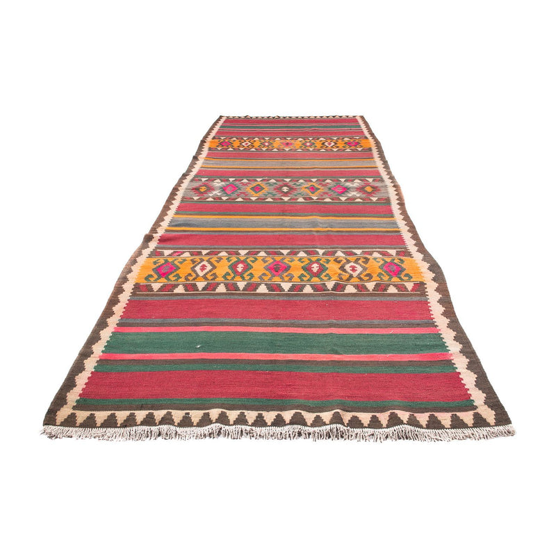 Alfombra de pasillo Alfombra Kelim - Antigua - 400 x 142 cm - multicolor