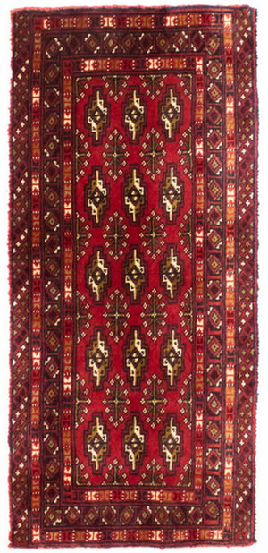 Alfombra de pasillo Alfombra Turkaman - 100 x 50 cm - rojo