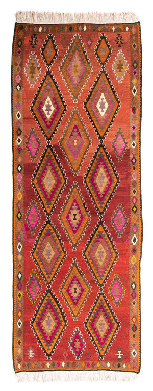 Alfombra de pasillo Alfombra Kelim - Antigua - 330 x 130 cm - multicolor