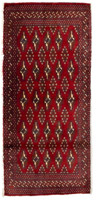 Alfombra Turkaman - 130 x 60 cm - rojo