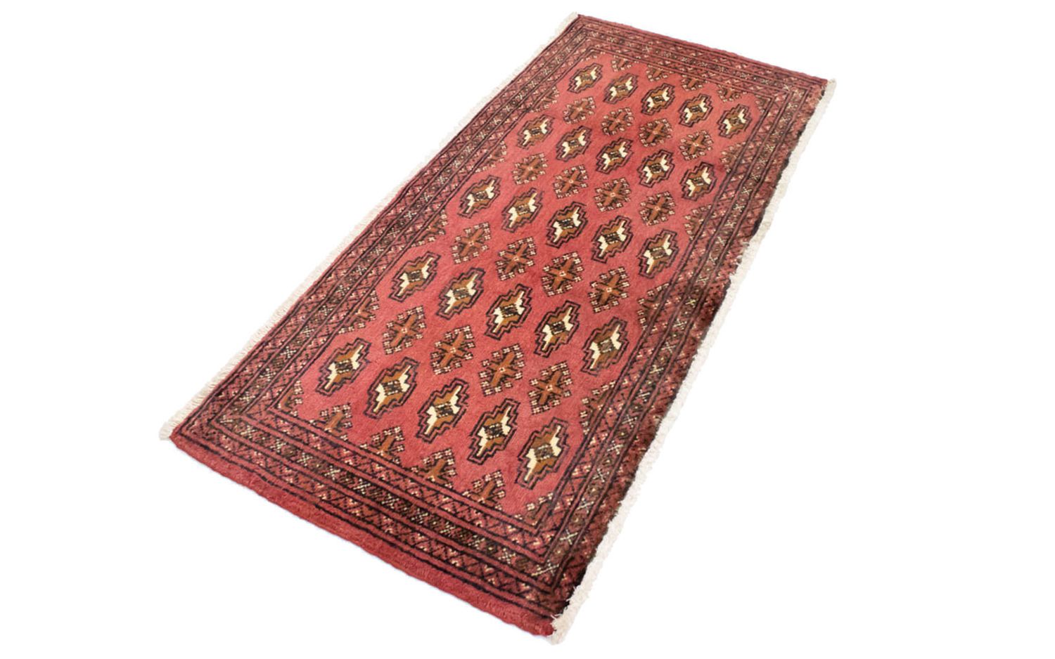 Alfombra Turkaman - 130 x 60 cm - rojo claro