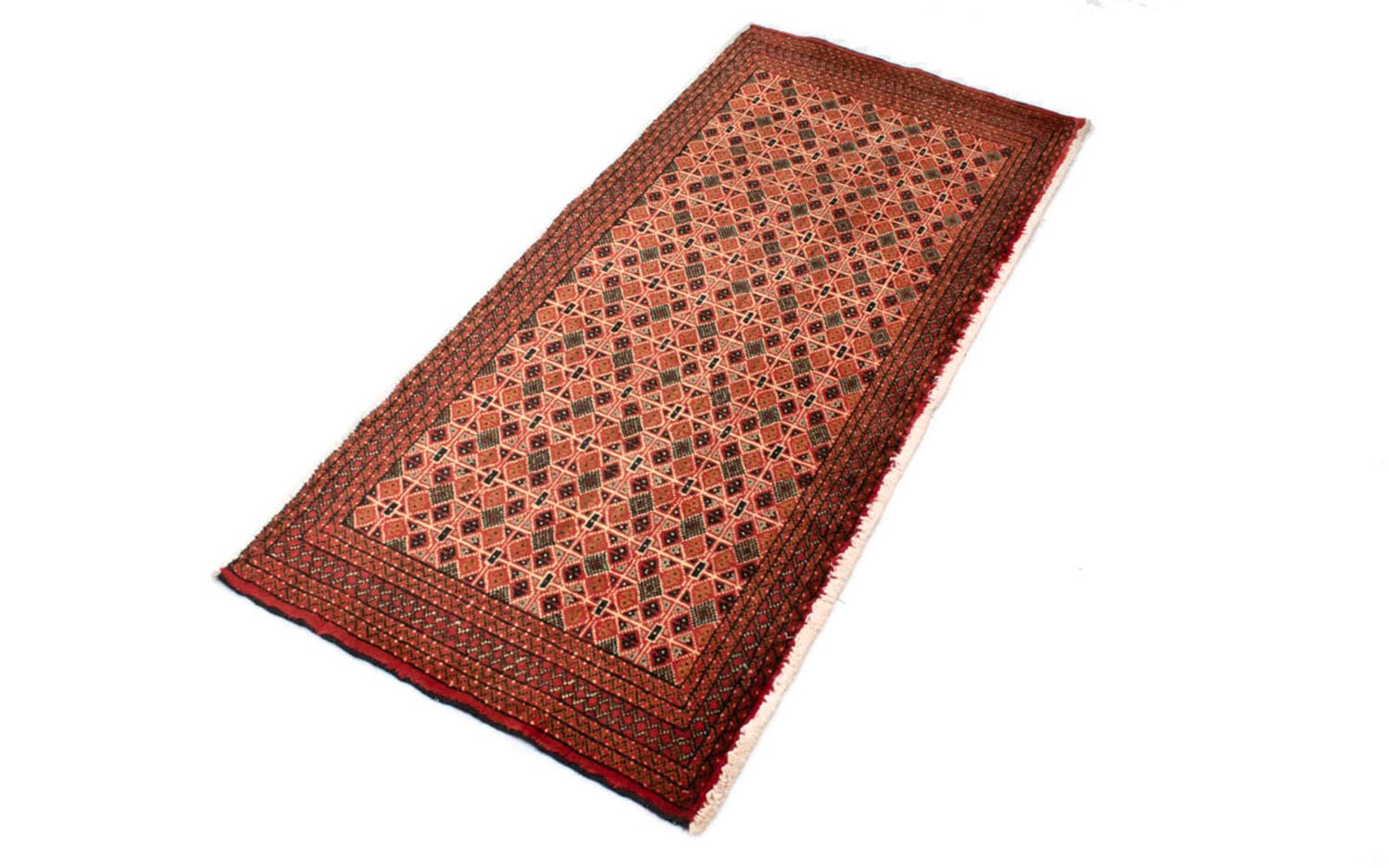 Alfombra Turkaman - 130 x 60 cm - rojo claro