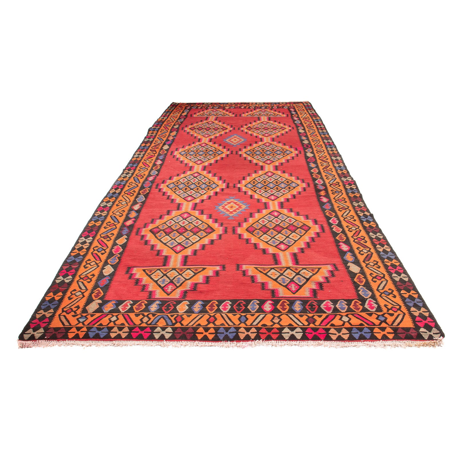 Alfombra de pasillo Alfombra Kelim - Antigua - 395 x 180 cm - rojo