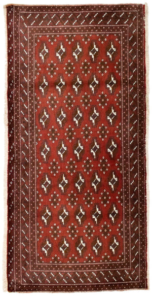 Alfombra Turkaman - 130 x 60 cm - rojo