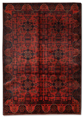 Alfombra afgana - Kunduz - 186 x 122 cm - rojo