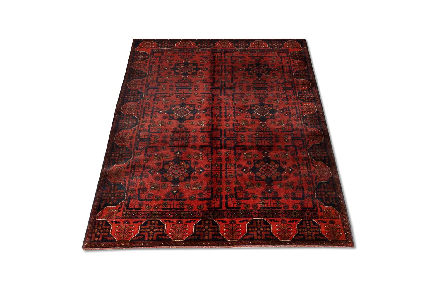 Alfombra afgana - Kunduz - 186 x 122 cm - rojo