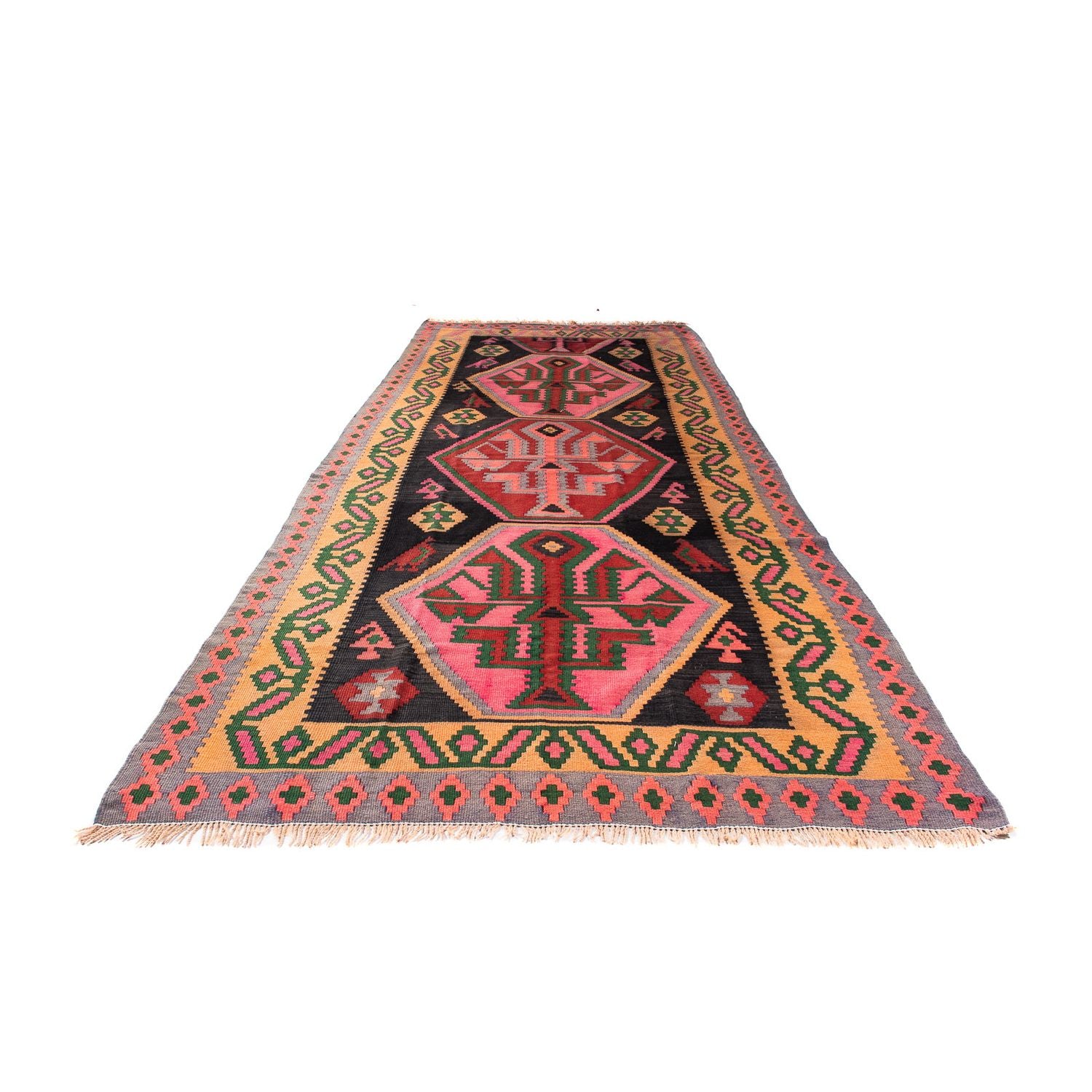 Alfombra de pasillo Alfombra Kelim - Antigua - 340 x 150 cm - multicolor