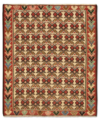 Alfombra Kelim - Antigua - 143 x 119 cm - beige