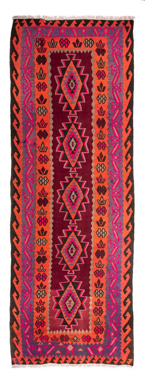 Alfombra de pasillo Alfombra Kelim - Antigua - 390 x 141 cm - multicolor