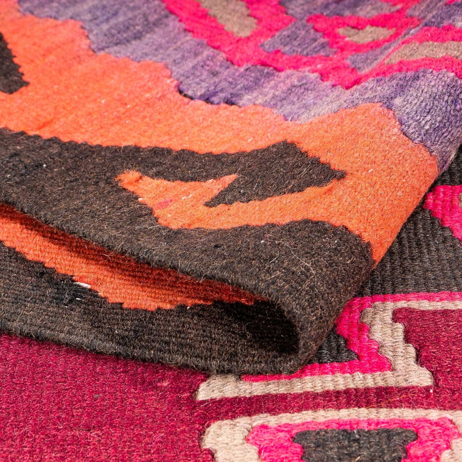 Alfombra de pasillo Alfombra Kelim - Antigua - 390 x 141 cm - multicolor